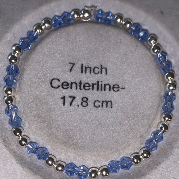Elegant Blue Crystal and Silver Beaded stretch Bracelet - Picture 1 of 5